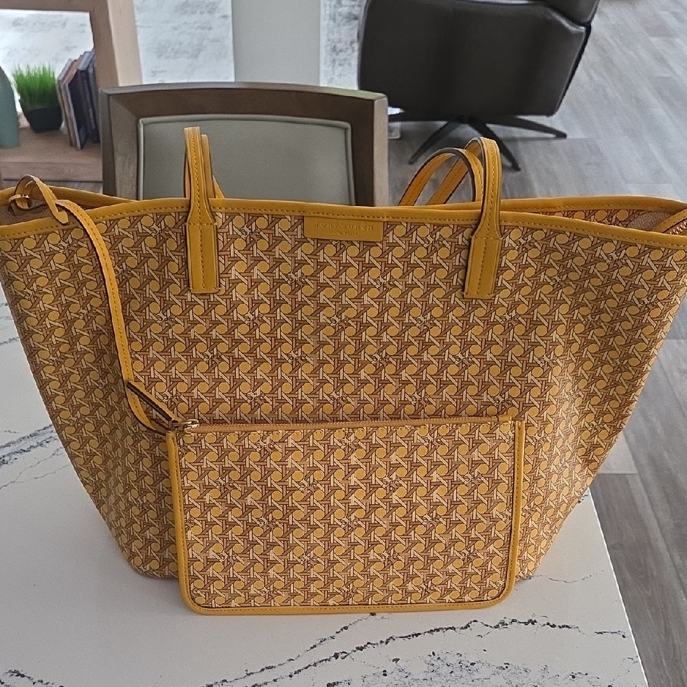 Tory Burch Yellow Tote With Pouch